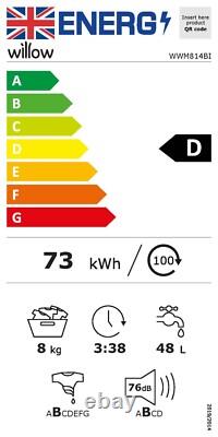 Lave-linge 8kg 1400RPM à chargement frontal encastrable Willow WWM814BI