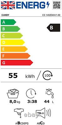 Lave-linge Candy Smart Pro 8Kg 1600Tr/min Noir CSO686TWMBB6-80