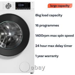 Lave-linge ElectriQ 8 kg 1400 tr/min blanc vapeur lavage rapide silencieux classe A