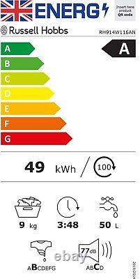 Lave-linge Russell Hobbs 9 kg 1400 tr/min Gris Autonome RH914W116AN