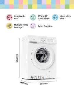 Lave-linge autonome, capacité de 6 kg, lavage à chaud à 90°, lavage rapide, 15 programmes de lavage