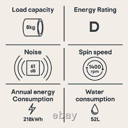 Lave-linge encastrable Hoover HBWS 48D1E80 blanc avec verrouillage enfant LED 1400 tr/min 8 kg