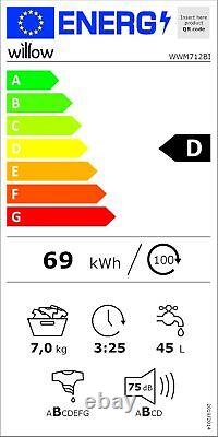 Lave-linge intégré Willow WWM712BI 7 kg 1200 RPM avec Aquaball