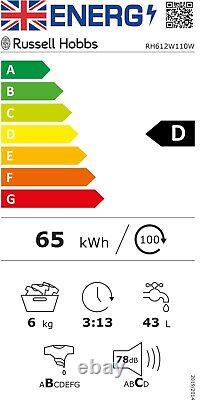 Machine à laver Russell Hobbs 6kg 1200tr/min Blanc Pose libre RH612W110W