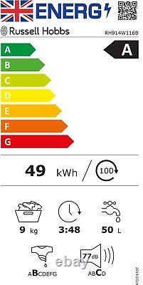 Machine à laver Russell Hobbs 9kg 1400rpm Noir Pose libre RH914W116B