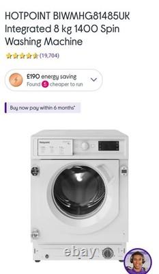 Machine à laver intégrée Hotpoint BP WMHG 81485. 1 mois d'âge à récupérer dans la zone ME9.