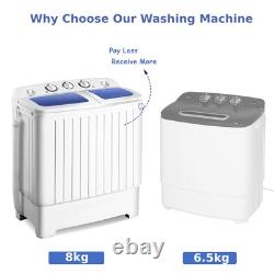 Machine à laver mini 8 kg avec contrôle du temps et tuyau de drainage - Blanc