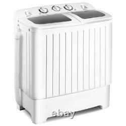 Machine à laver portable à double cuve 8 kg avec essoreuse et tuyau de vidange, gris