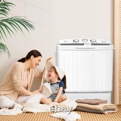 Machine à laver portable à double cuve 8 kg avec essoreuse et tuyau de vidange, gris