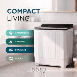 Machine à laver portable à double cuve, capacité de lavage 4 kg et d’essorage 3 kg, compacte pour caravane