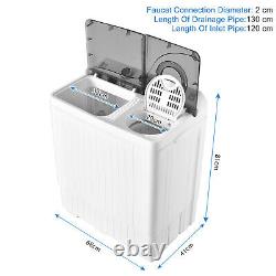 Machine à laver portable compacte avec double cuve, essoreuse et pompe de vidange intégrée