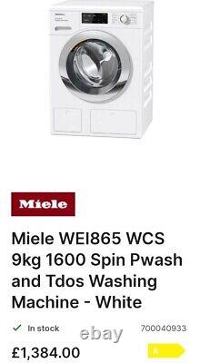 Miele Wei865 Tdos 9kg 1600 Twindos Machine De Lavage De Spin Wifi Connectivité Blanc