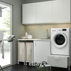 Support pour lave-linge et sèche-linge Ikea blanc, meuble de rangement pour buanderie