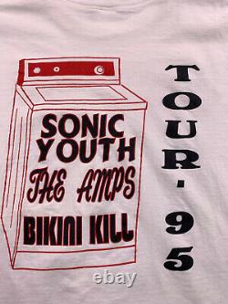 Vtg 1995 90's Sonic Youth Goo T-shirt Tour Machine De Lavage Les Amps Bikini Kill