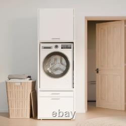 Wade Logan Armoire pour sèche-linge sur machine à laver en blanc avec abattant supplémentaire